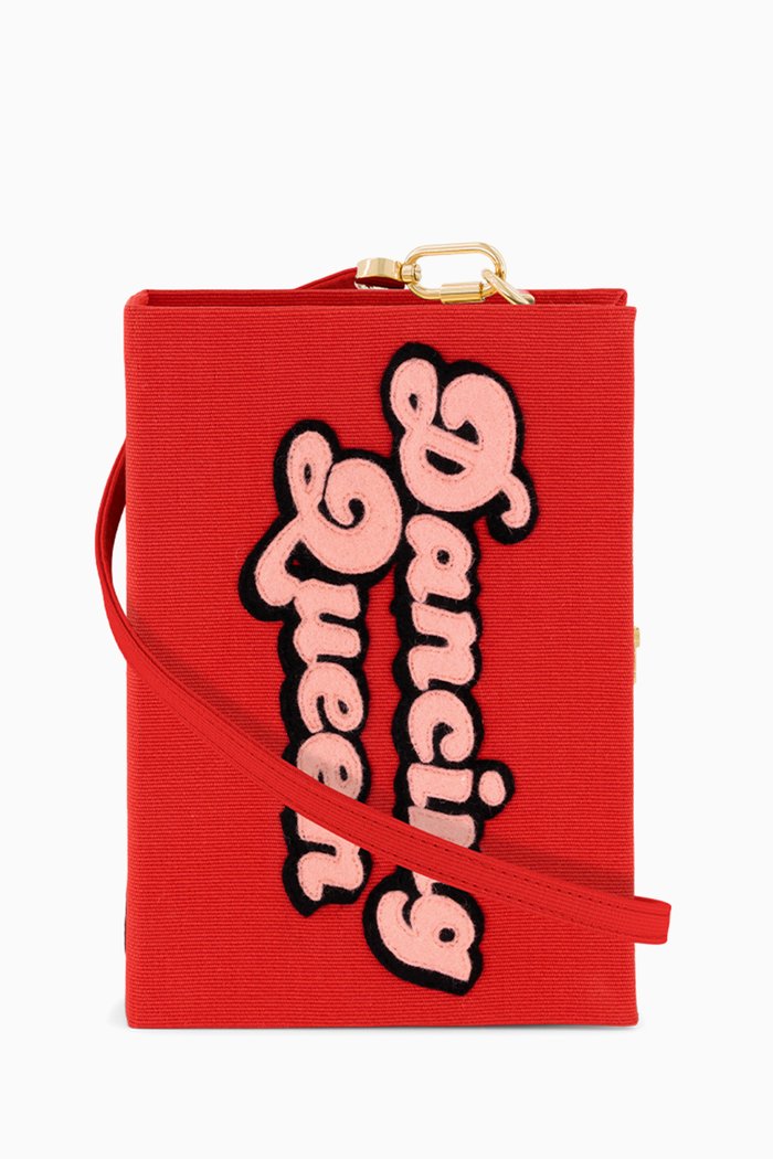 

Dancing Queen Book Crossbody Clutch Bag in Silk & Felt, Red