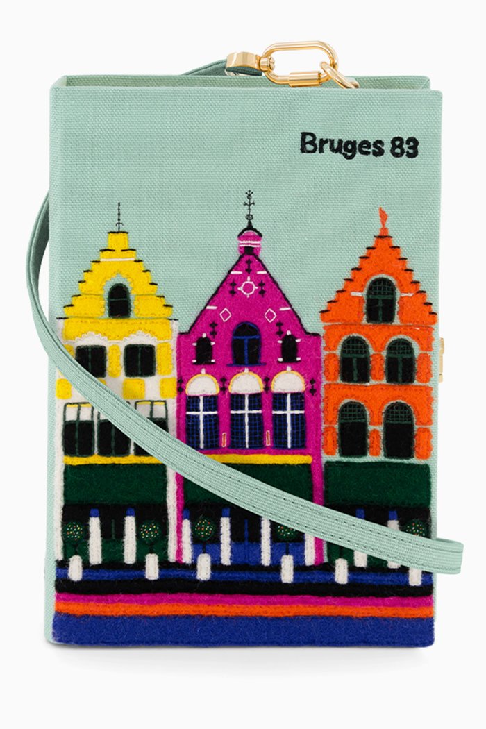 

Bruges Book Crossbody Clutch Bag in Silk & Felt, Blue