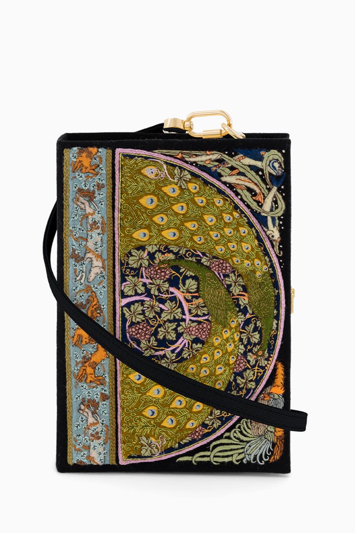 

L'animal Dans la Deco Book Crossbody Clutch Bag in Silk & Felt, Black