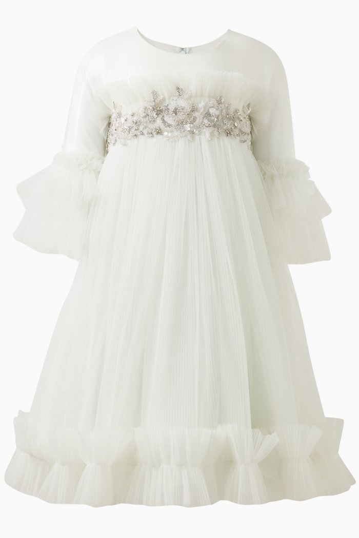 Val Embellished Dress in Tulle, Blue