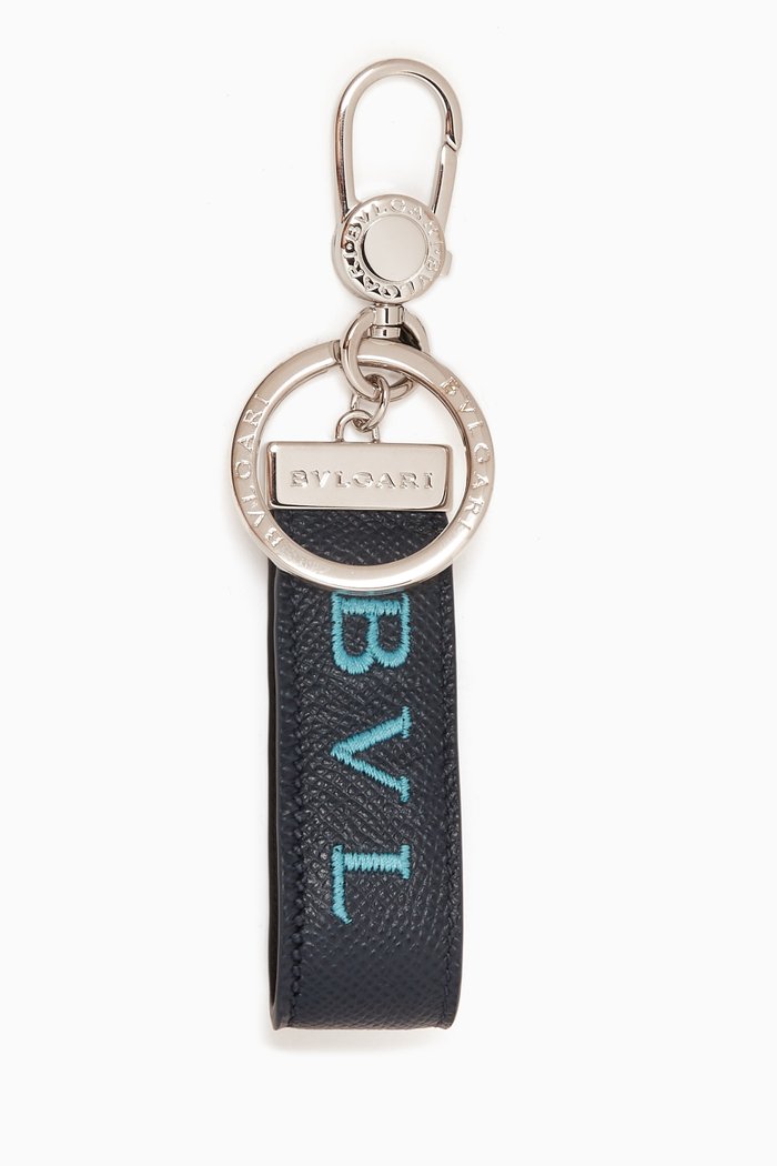 

BVLGARI BVLGARI Keyring in Leather, Blue