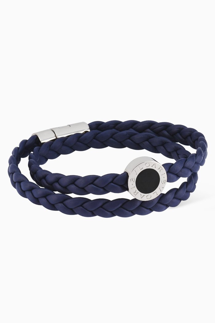 

BVLGARI BVLGARI Braided Bracelet in Leather, Blue