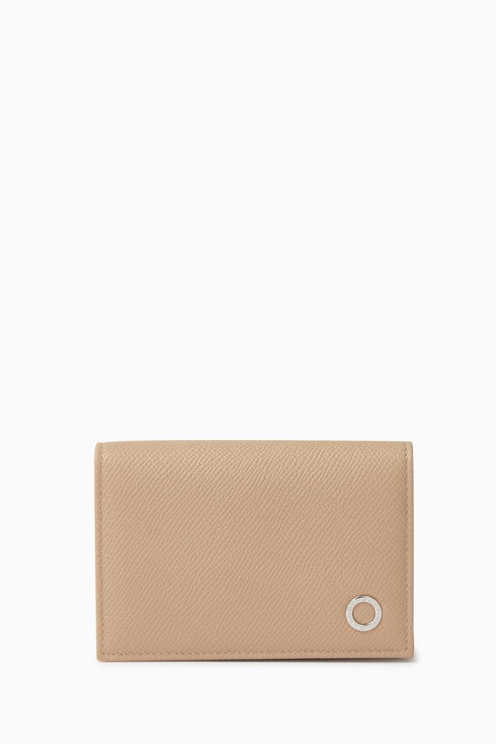 BVLGARI BVLGARI Business Card Holder in Leather, Brown