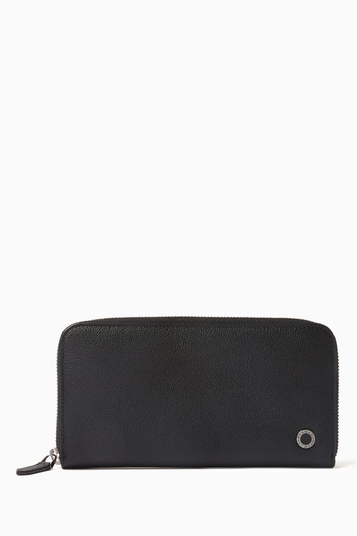 

BVLGARI BVLGARI Large Zipped Wallet in Leather, Black