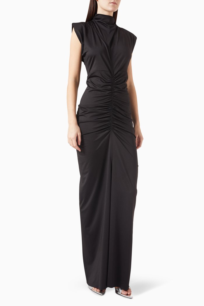 

Ruched Gown in Stretch Jersey, Black