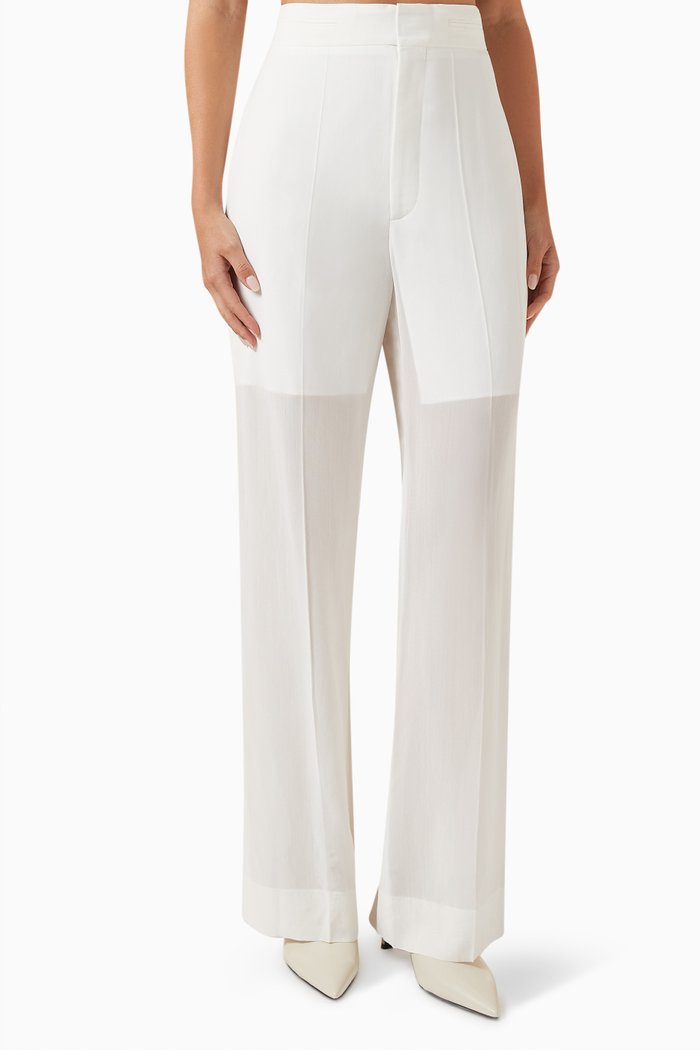 

Straight Leg Pants in Wool, White
