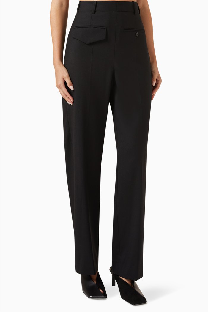 

Reverse Front Pants in Wool, Black