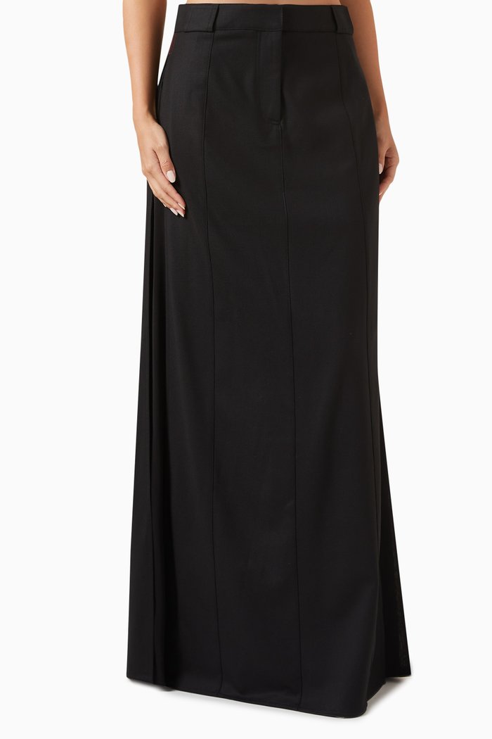 Tailored Maxi Skirt in Wool, Black