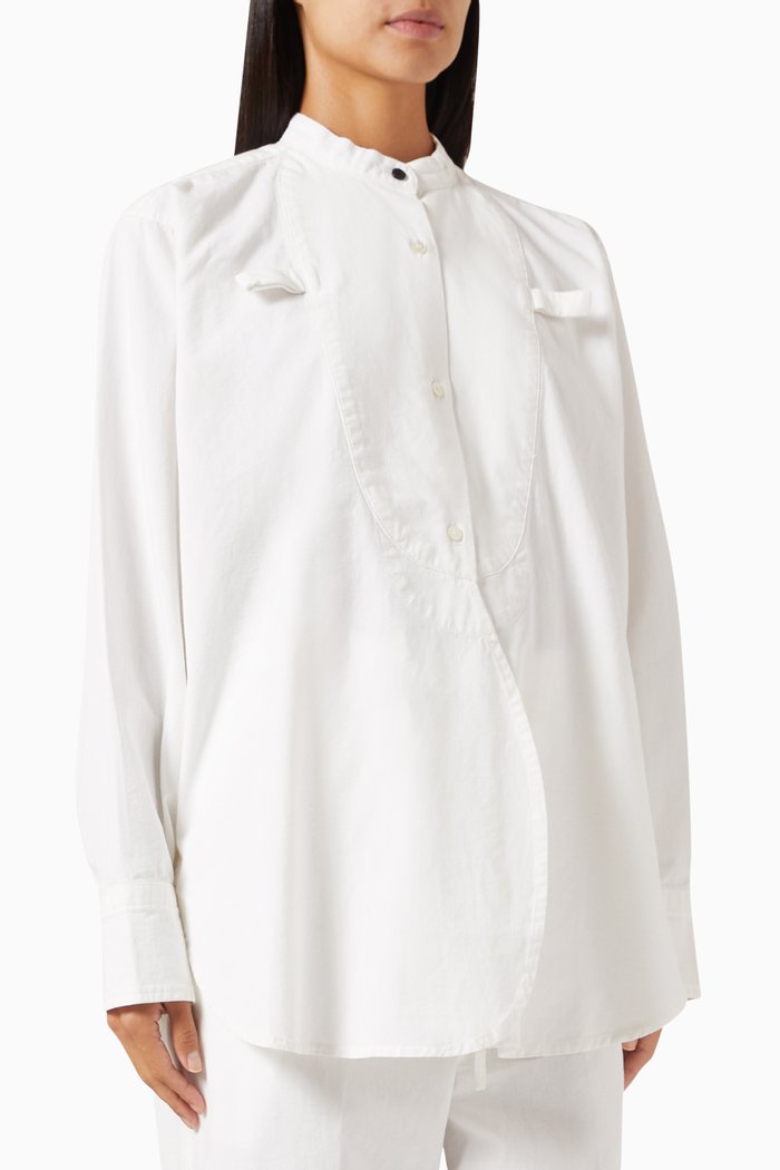 

Bib-front Tuxedo Shirt in Cotton, White