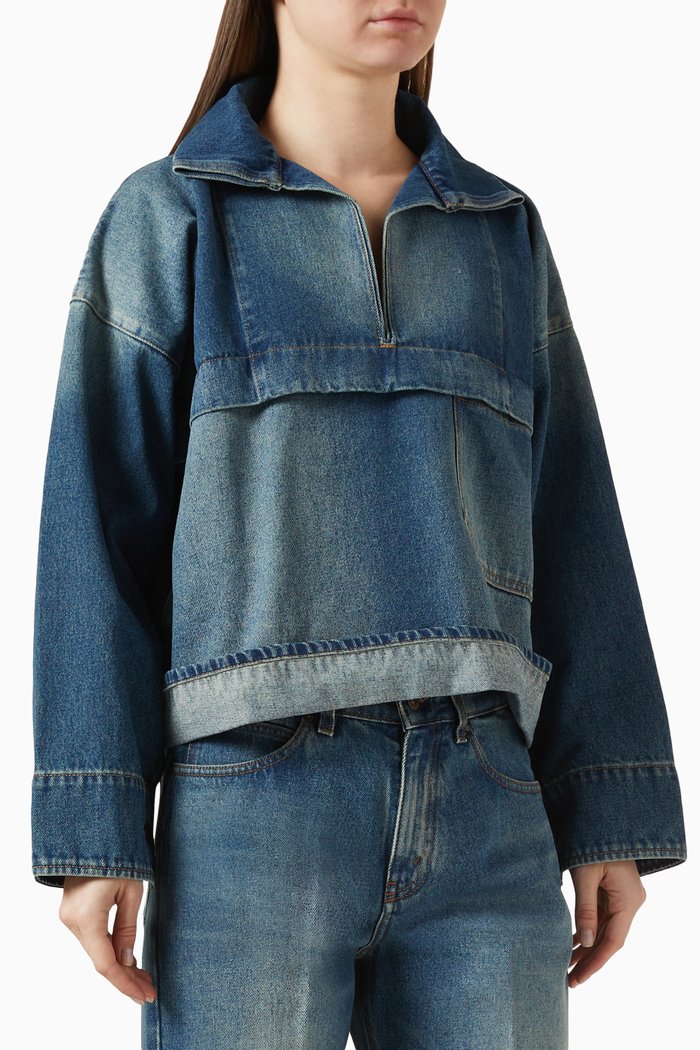 

Oversized Tunic Top in Denim, Blue