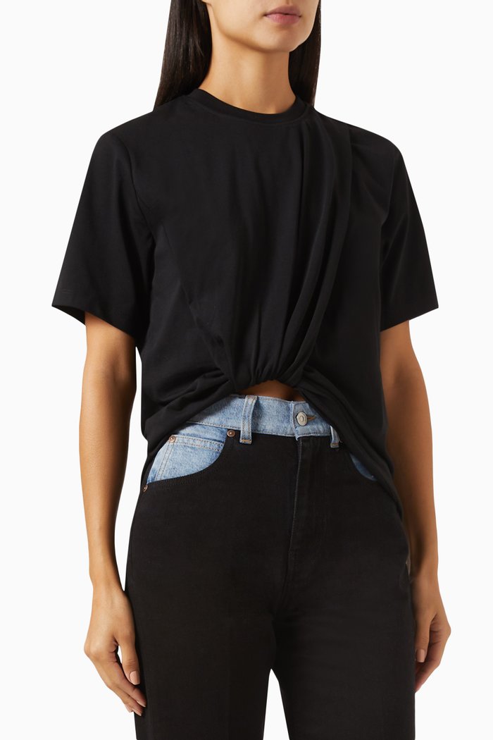 

Twist Front T-shirt in Organic Cotton, Black