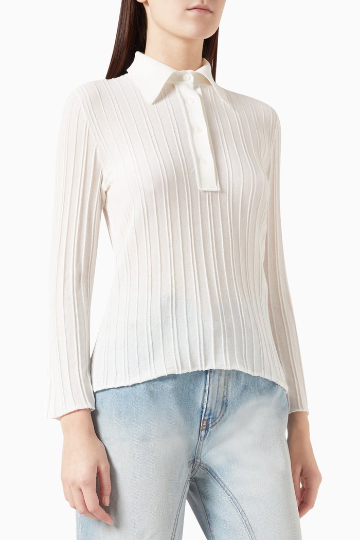 

Henley Long-sleeved Top in Rob-knit, White