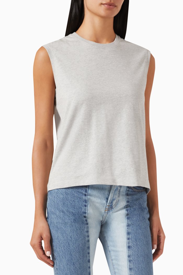 

Sleeveless T-shirt in Organic Cotton, Grey