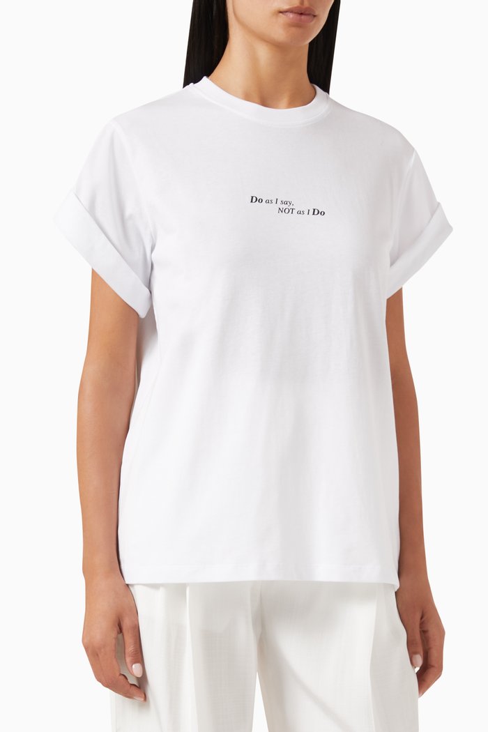 

‘Do As I Say, Not As I Do’ Slogan T-shirt in Wool, White