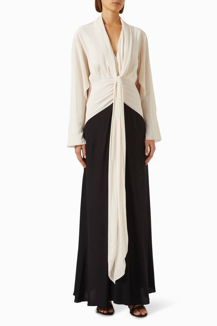 

Tie Detail Gown in Silk, Multicolour