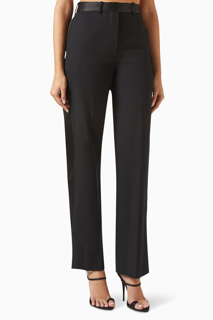

Tapered Leg Pants in Wool-blend, Black