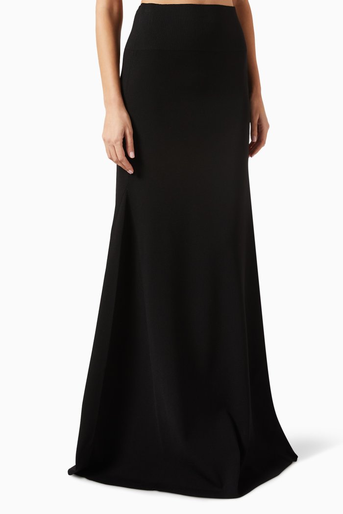 

Knitted Maxi Skirt in Viscose Blend, Black