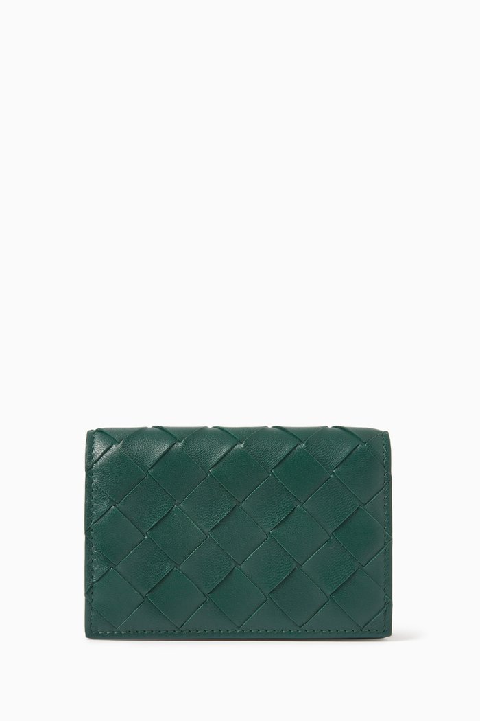 

Business Card Case in Intrecciato Leather, Multicolour