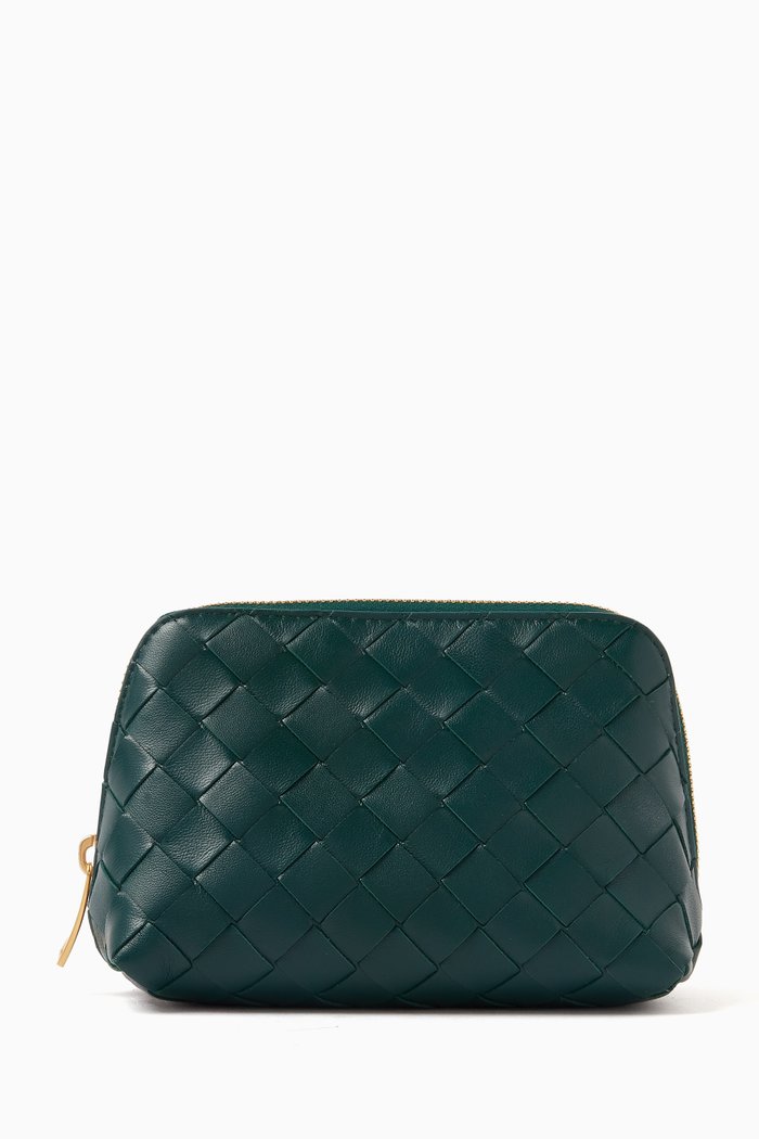 

Beauty Pouch in Intrecciato Leather, Multicolour