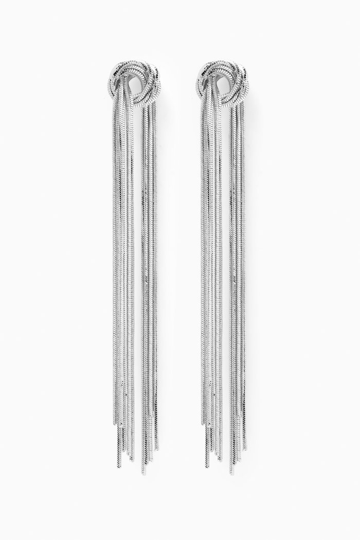 

Clara Tassel Earrings in Metal, Silver