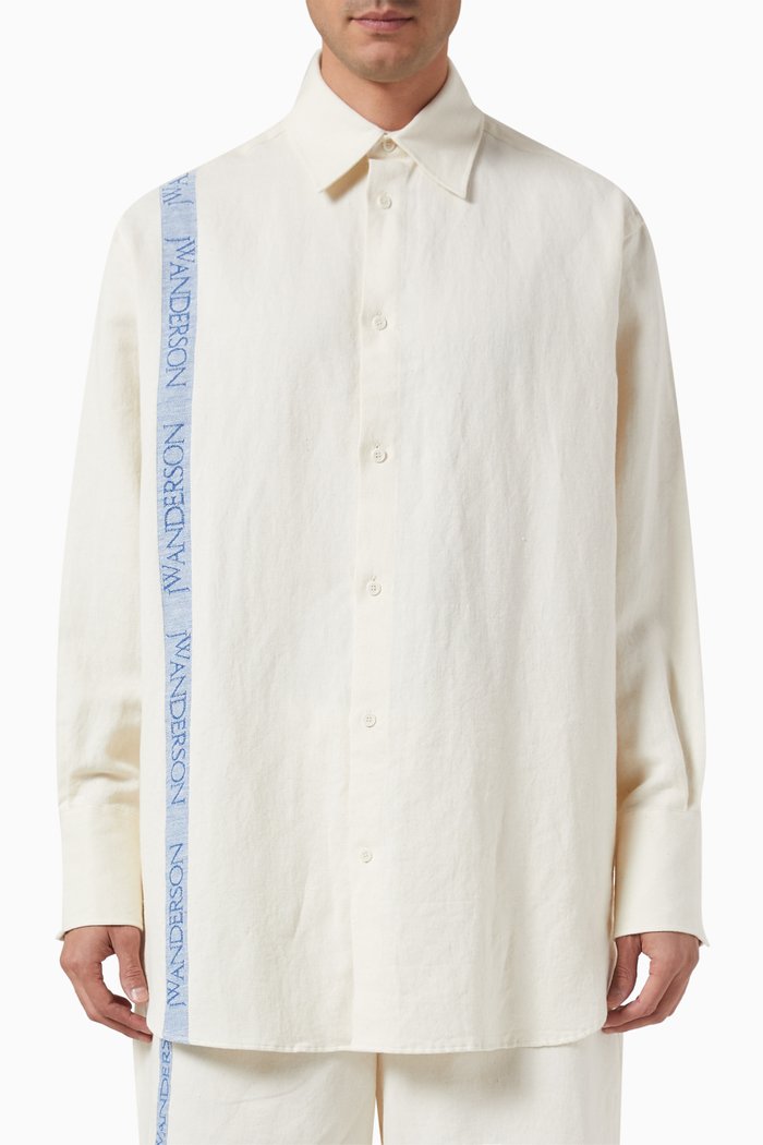 

Tea Towel Logo Oversized Shirt in Linen, Neutral