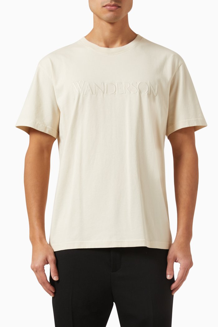 

Logo-embroidered T-shirt in Cotton, Neutral