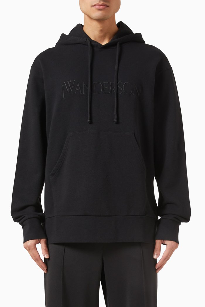 

Logo-embroidered Hoodie in Cotton, Black