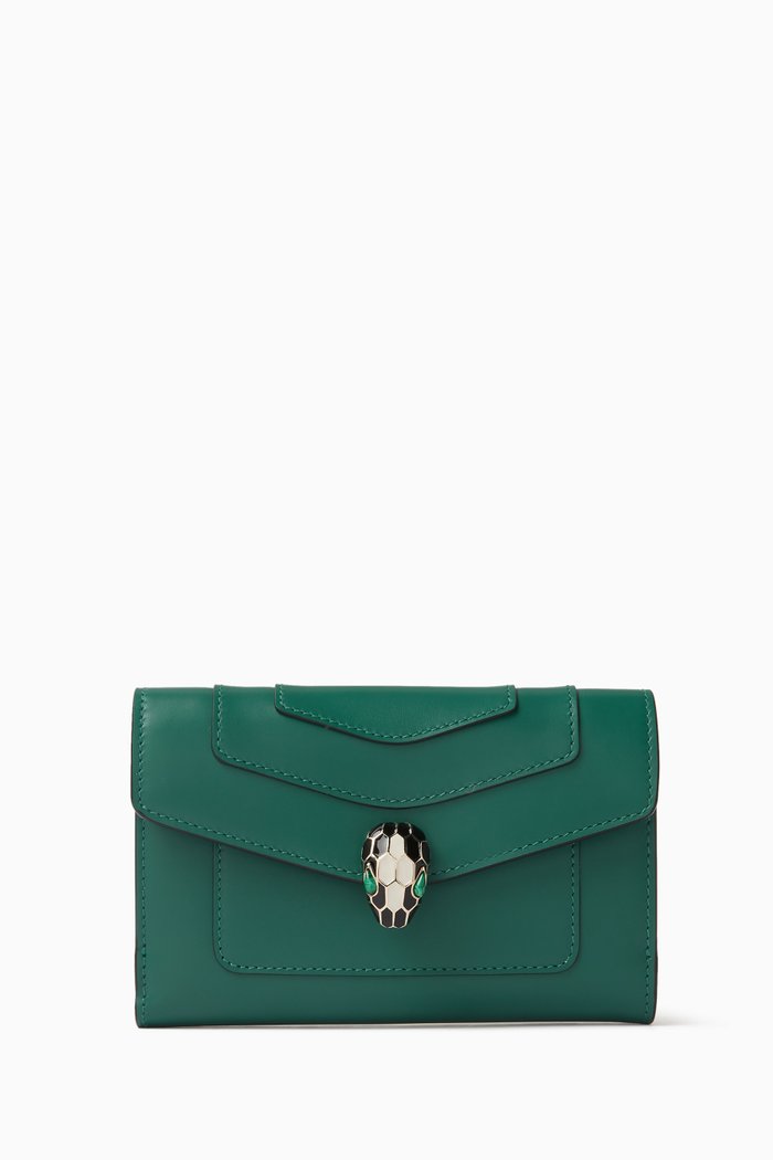 

Large Serpenti Forever Wallet in Calfskin, Green