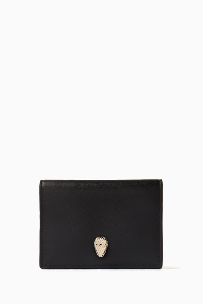 

Serpenti Forever Bifold Card Holder in Calfskin, Black
