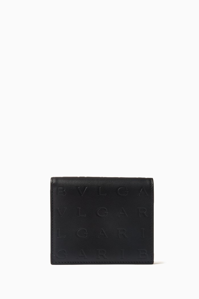 Logo Infinitum Compact Wallet in Calfskin, Black