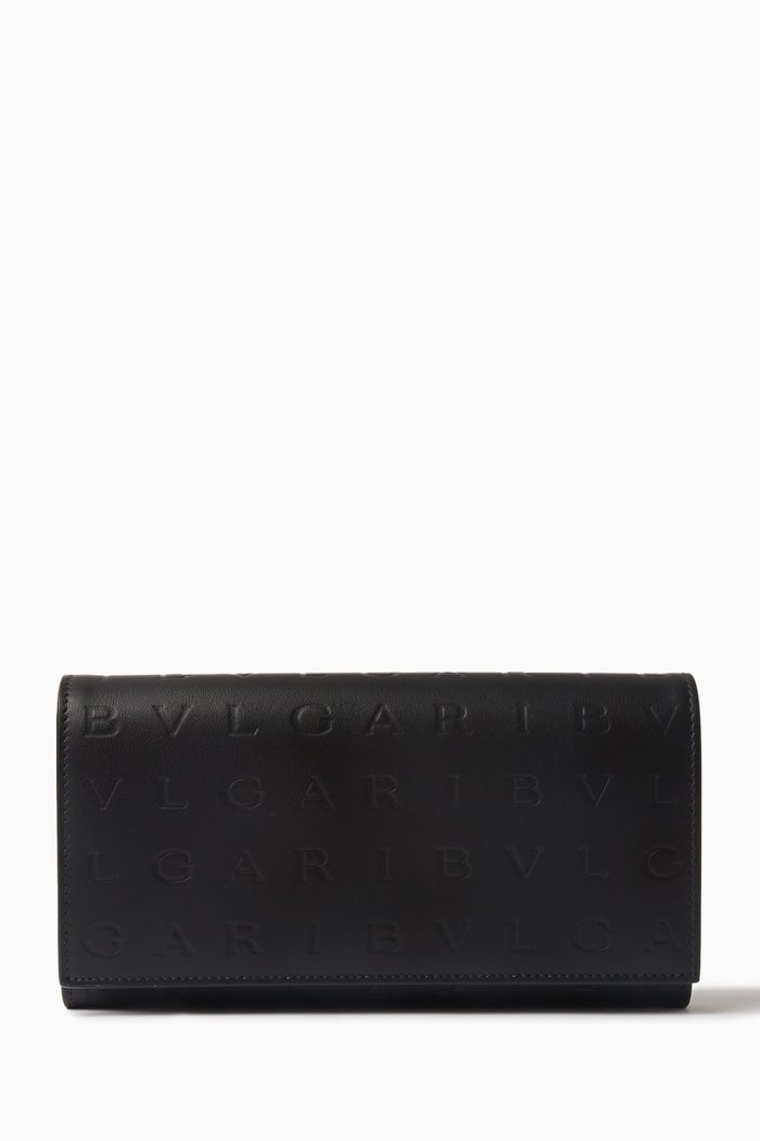 

Large Logo Infinitum Wallet in Calf Leather, Black