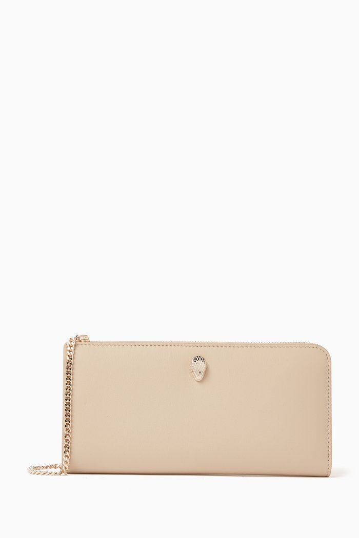 

Serpenti Forever Zip Wallet in Leather, Brown