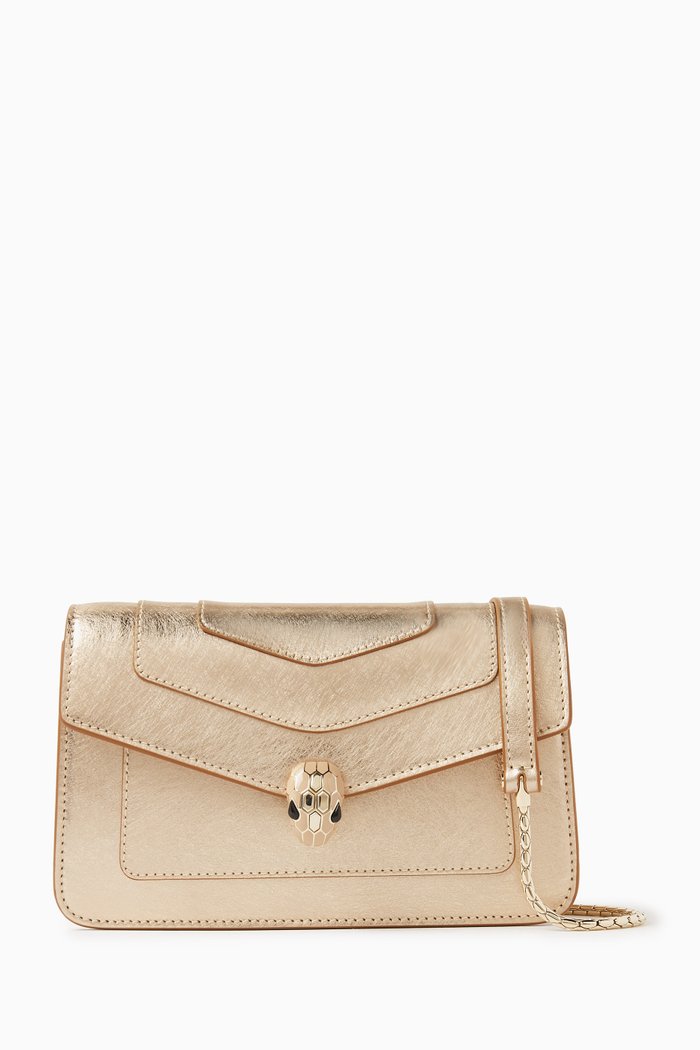 Serpenti Forever Chain Wallet in Leather, Gold