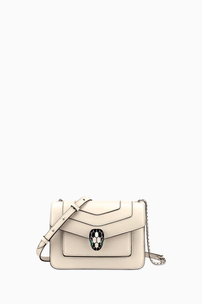 

Serpenti Forever Crossbody Bag in Calf Leather, White