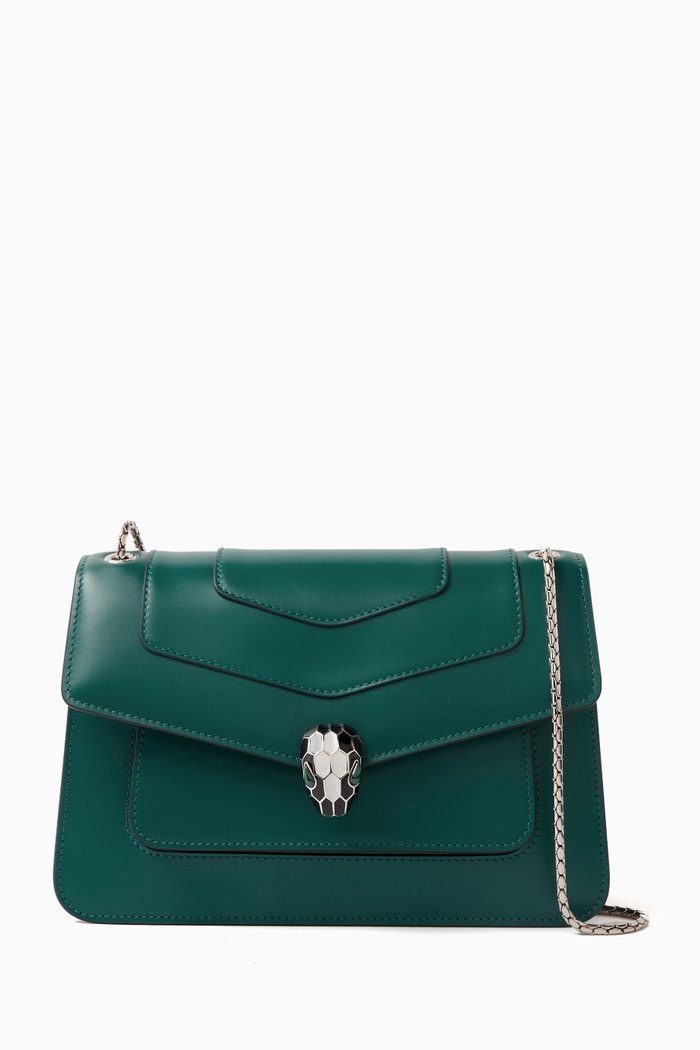 Serpenti Forever Shoulder Bag in Leather, Green