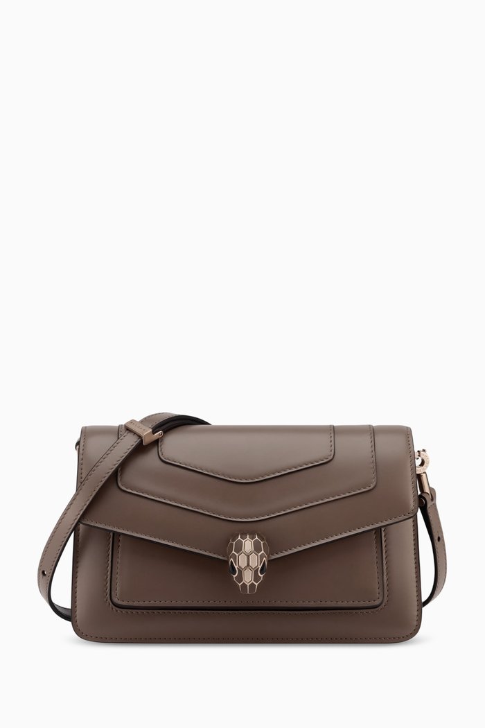 

Serpenti Forever East West Shoulder Bag in Calf Leather, Brown