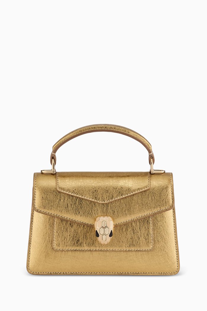 

Serpenti Forever Mini Top-handle Bag in Calf Leather, Gold