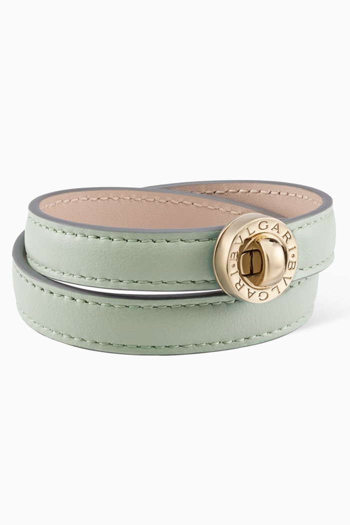 

BULGARI BULGARI Turnlock Bracelet in Leather, Green