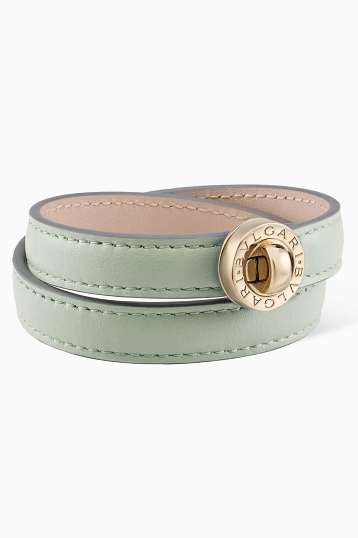 

BULGARI BULGARI Turnlock Bracelet in Leather, Green