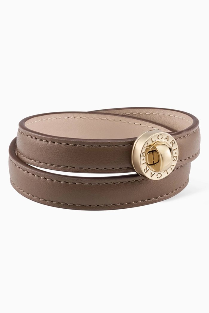 

BULGARI BULGARI Turnlock Bracelet in Leather, Brown