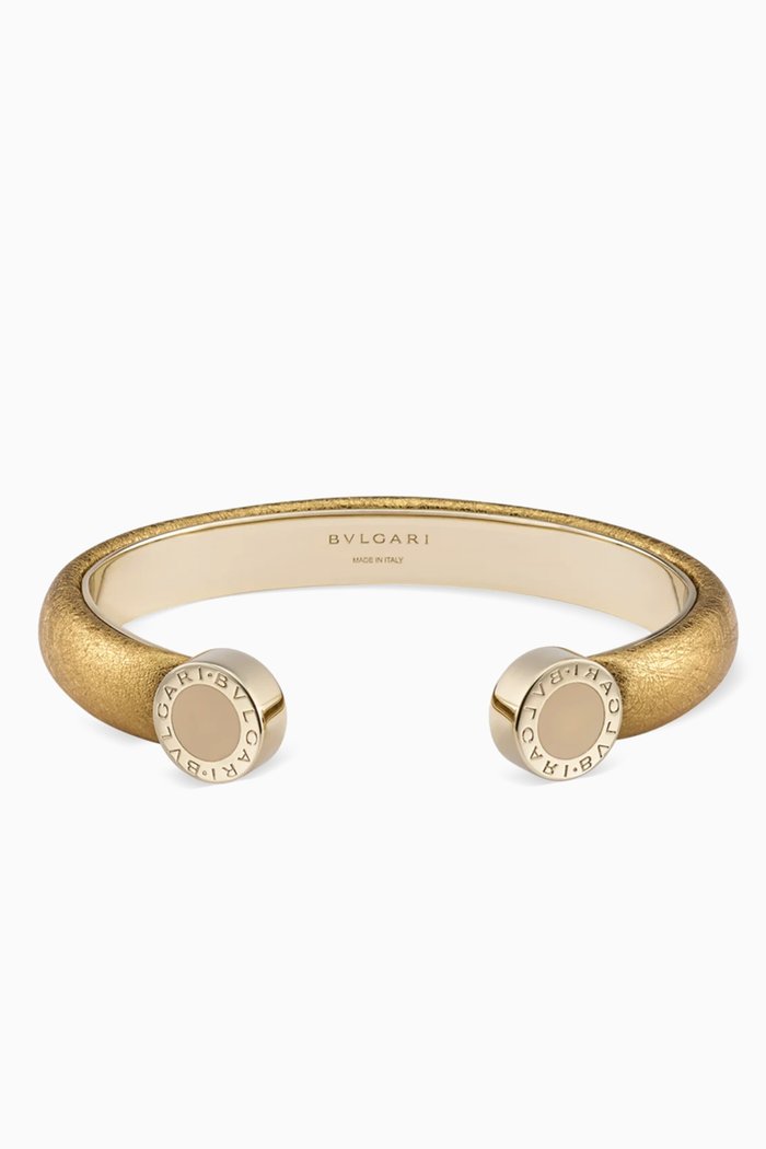 

Bangle Bracelet in Leather & Plated Brass, Gold