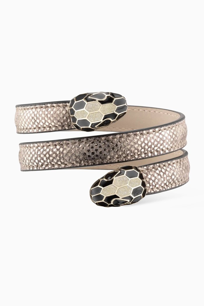 

Serpenti Forever Cleopatra Bracelet in Karung Leather, Neutral