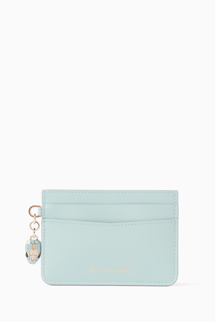 Serpenti Forever Card Holder in Calf Leather, Green