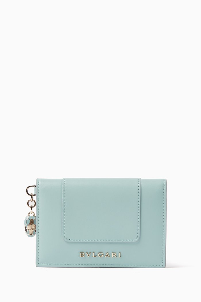 

Serpenti Forever Card Holder in Calf Leather, Green