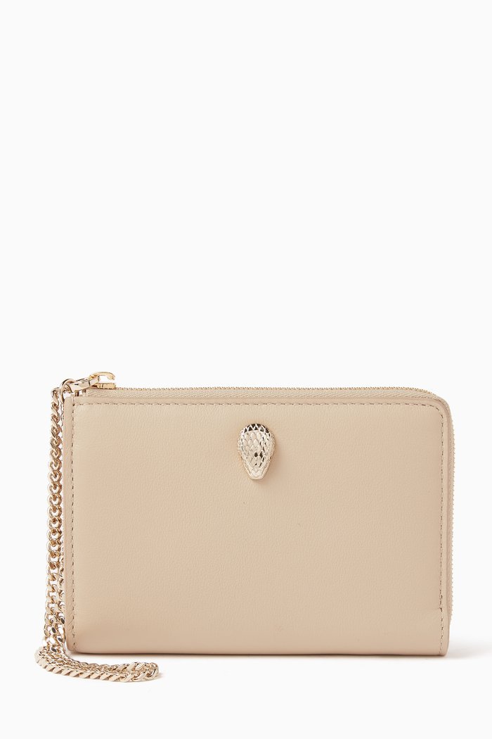 Serpenti Forever Zip Wallet in Calf Leather, Brown