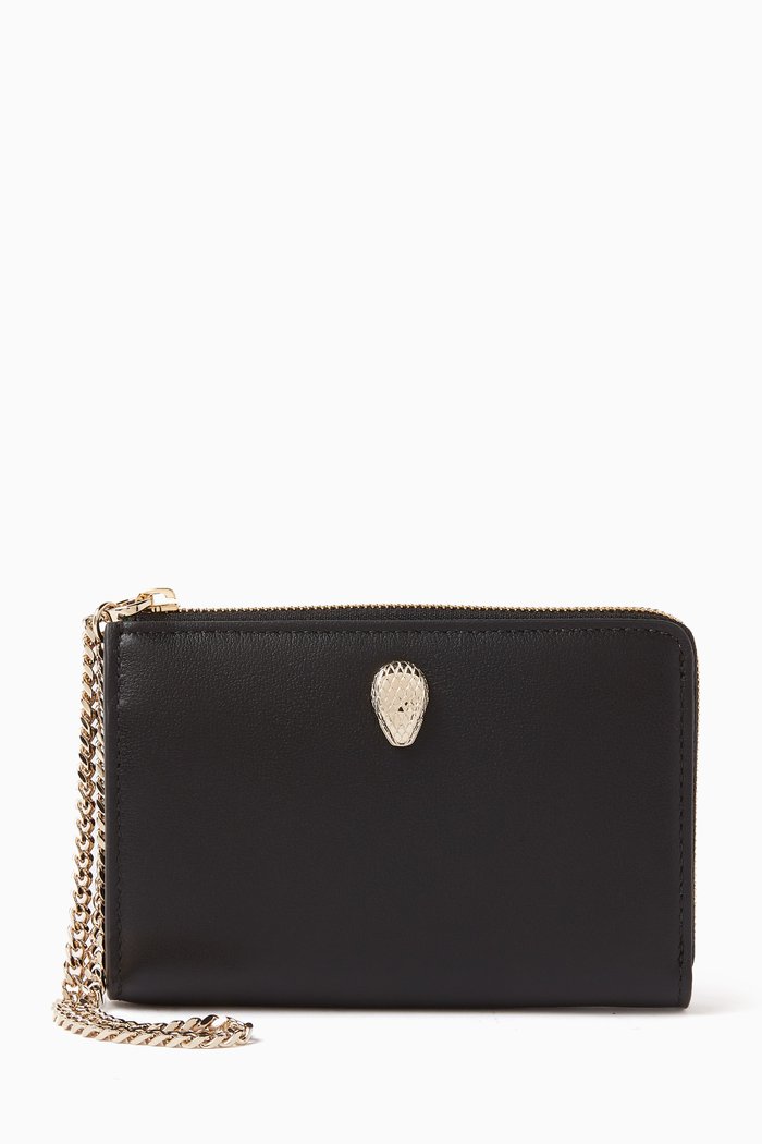 

Serpenti Forever Zip Wallet in Calf Leather, Black