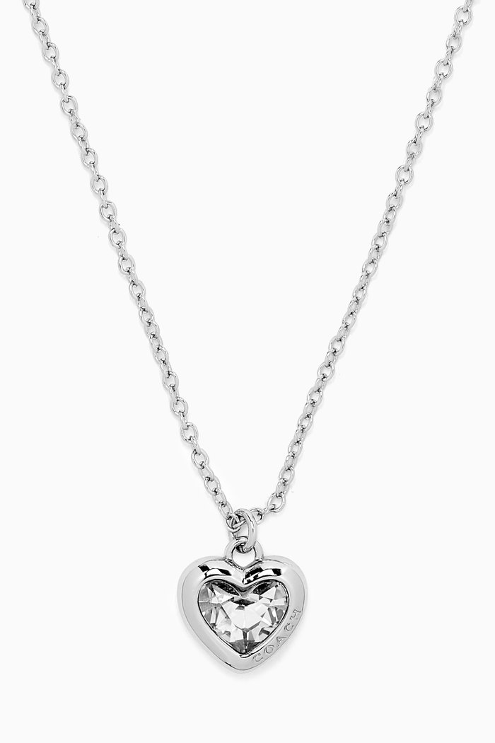 

Stone Heart Pendant Necklace, Silver