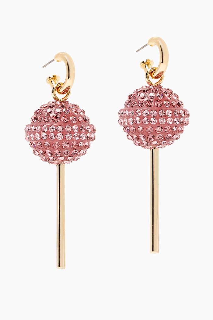 

Pave Lollipop Drop Earrings, Pink
