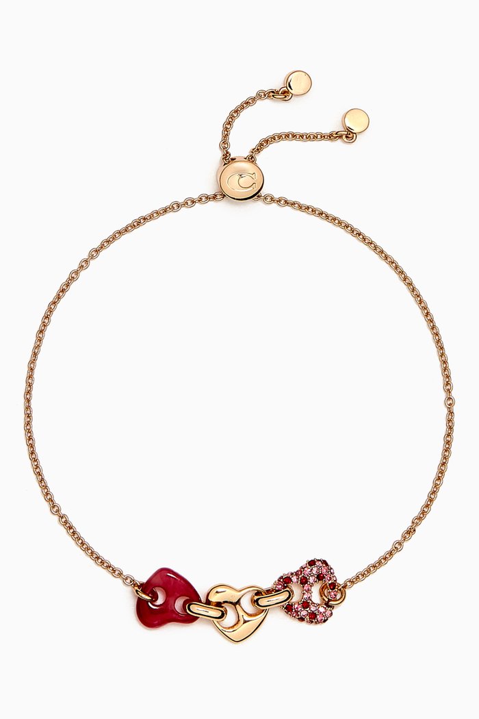 Pave Heart Slider Bracelet, Pink