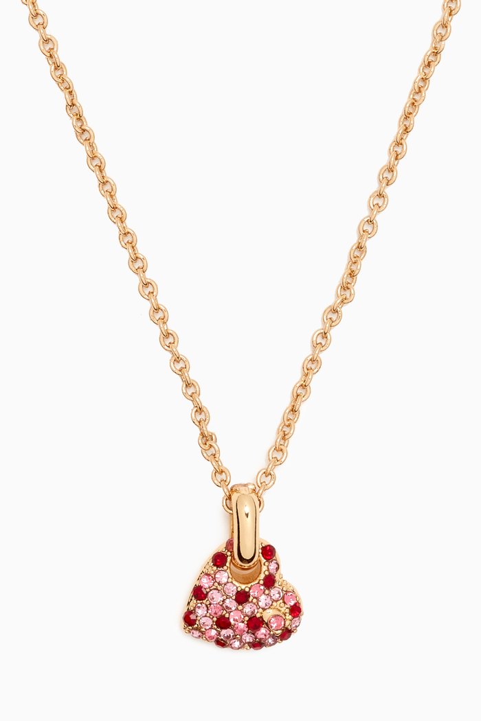 

Pave Heart Pendant Necklace, Pink